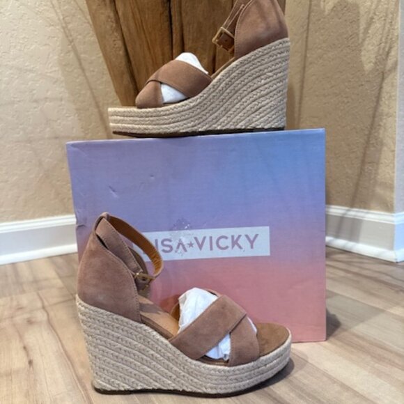 Lisa Vicky Shoes - Lisa Vicky GEMI-V Espadrille Wedge Sandals Cognac NIB